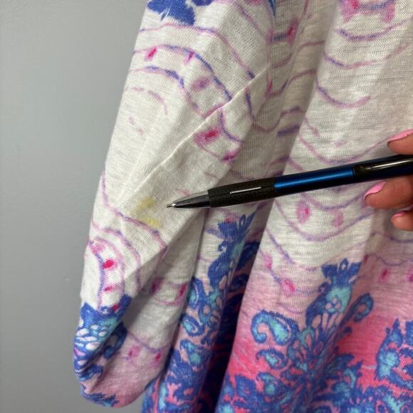 Chico's Sz 4 100% Linen Boho Print Split Neck Tunic Sz XXL - Picture 3 of 7